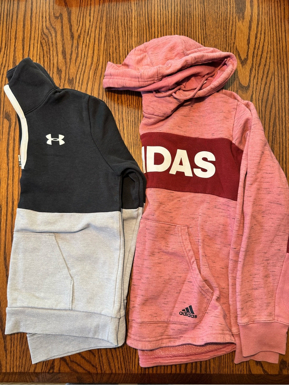 Under Armour Zip and Adidas Hooded Kids Sweatshirt YM